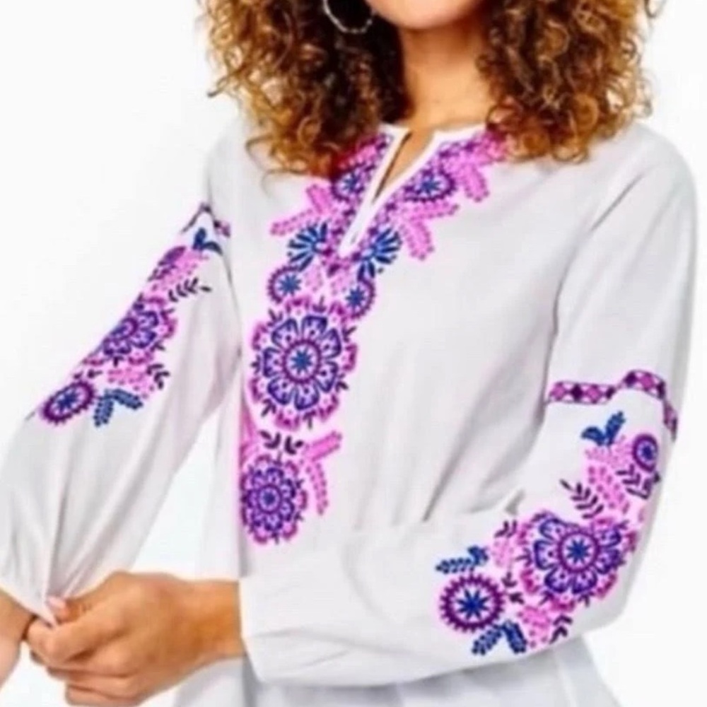 NWT Lilly Pulitzer Coretta Tunic – Resort White Embroidered Cotton Medium